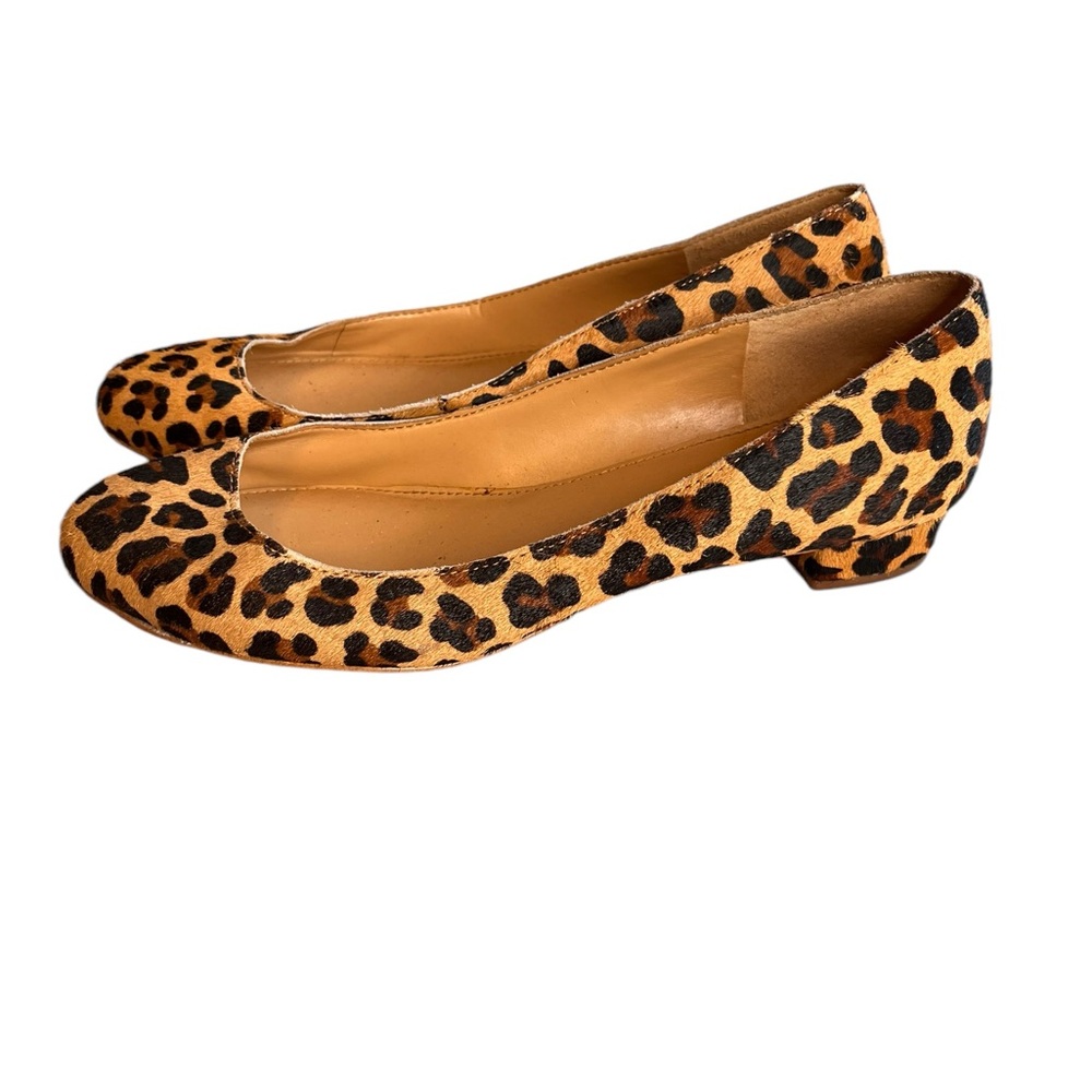 J.Crew Leopard Animal Print Ballet Flats Low Heel Women's 6.5 Tan Brown